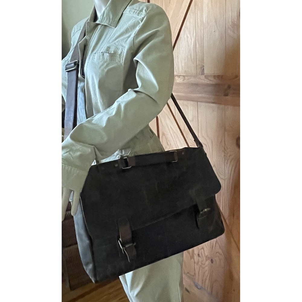 Moonster Buffalo Leather Briefcase 16" Laptop Messenger Bag Crossbody VG